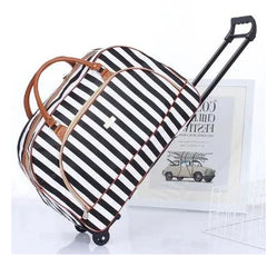 Striped Travel Luggage Set: Suitcase and Handbag
