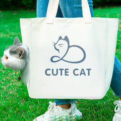 Portable Canvas Print Handbag for Outings with Pets