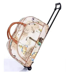 Striped Travel Luggage Set: Suitcase and Handbag