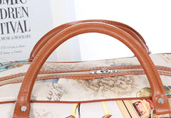 Striped Travel Luggage Set: Suitcase and Handbag